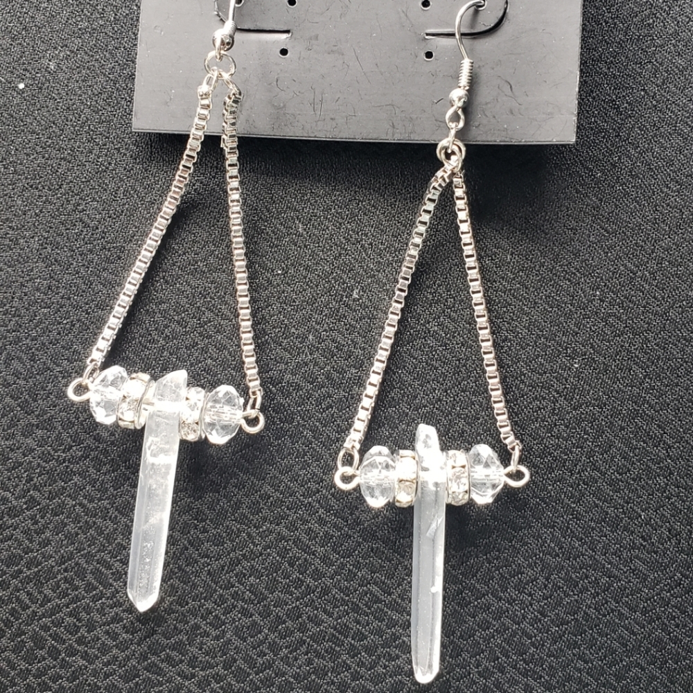 White quartz earrings